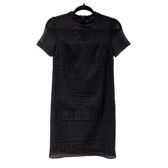 ALL SAINTS CHARLTON  MESH MINI DRESS IN BLACK - Picture 9 of 16